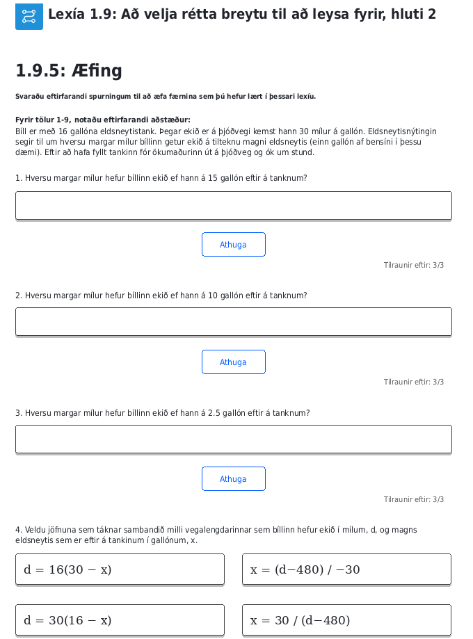 A screenshot from the curriculum illustrating the development of rigor across the unit through practice questions that ask students to evaluate expressions and solve equations they have written when given a scenario given as a verbal description.