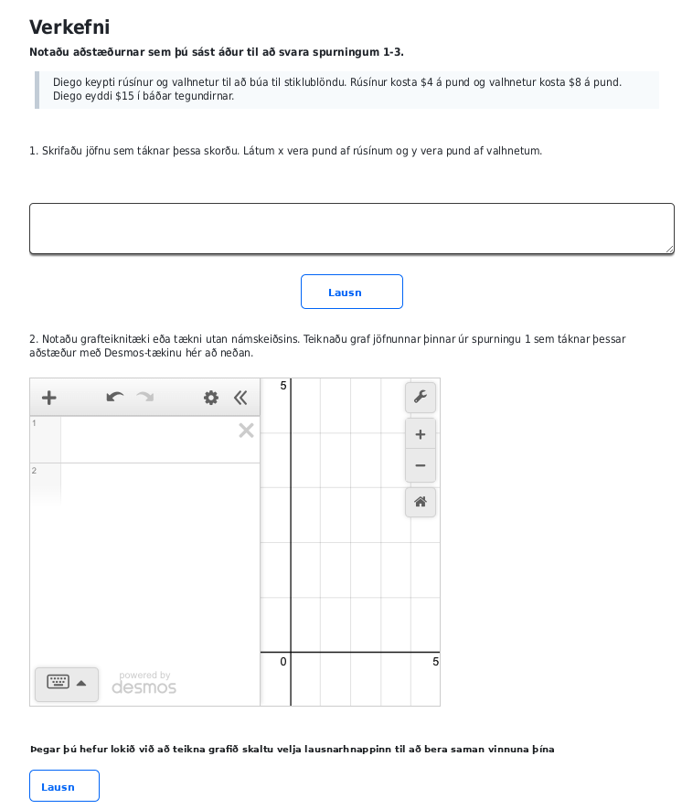 A screenshot from the curriculum showing a lesson where students are asked to use graphing technology to demonstrate their understanding.
