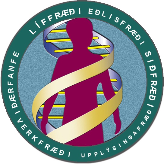 The human genome projects logo is shown, depicting a human being inside a D N A double helix. The words chemistry, biology, physics, ethics, informatics, and engineering surround the circular image.