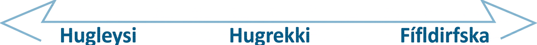 Myndin sýnir ör með oddi á báðum endum og þremur orðum fyrir ofan. „Hugleysi“ stendur við vinstri endann og „fífldirfska“ við þann hægri. „Hugrekki“ stendur um tvo þriðju hluta leiðarinnar eftir örinni, nær fífldirfsku en hugleysi.