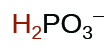 Efnaformúla tvívetnisfosfítjónar, H₂PO₃⁻, er sýnd.
