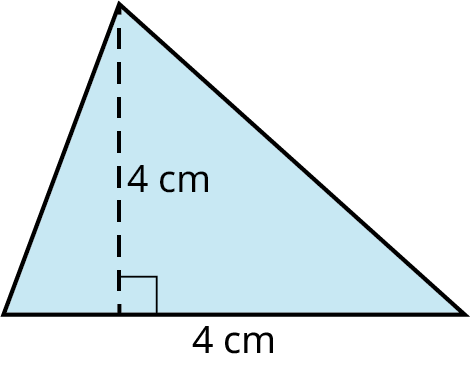 Þríhyrningur með 4 cm grunnlínu og 4 cm hæð.