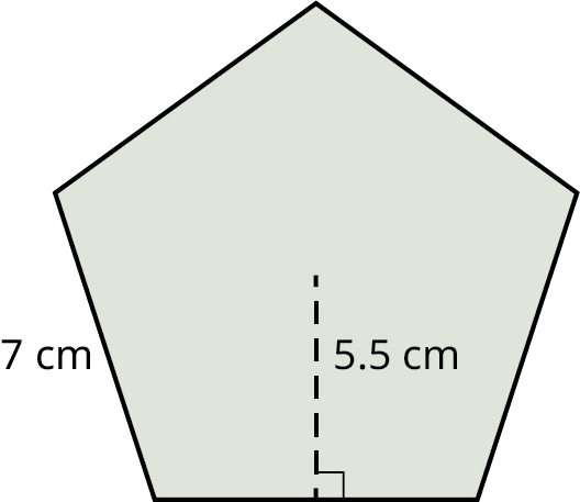 Fimmhyrningur. Hver hlið er 7 cm og inngeislinn 5,5 cm.