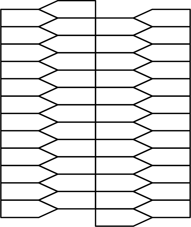 Flísunarmynstur úr 48 fimmhyrningum.