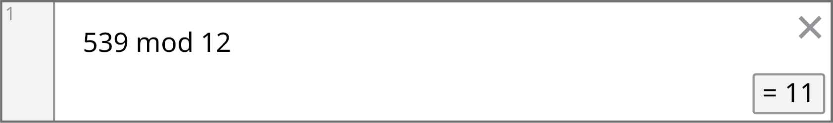 Desmos-skjár sýnir að 539 mod 12 er jafnt 11.