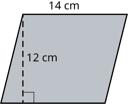 Samsíðungur með 14 cm grunnlínu og 12 cm hæð.