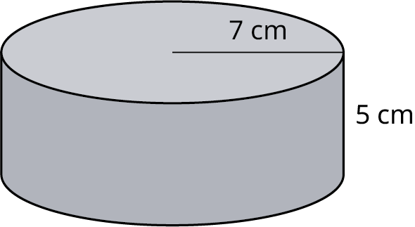Sívalningur með geisla 7 cm og hæð 5 cm.