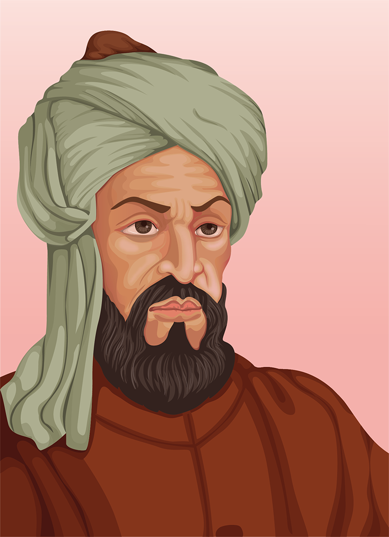 Andlitsmynd af Muhammad ibn Musa Al-Khwarizmi.