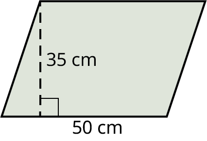 Samsíðungur með 50 cm grunnlínu og 35 cm hæð.