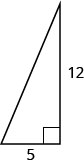 Rétthyrndur þríhyrningur með skammhliðar merktar 5 og 12.
