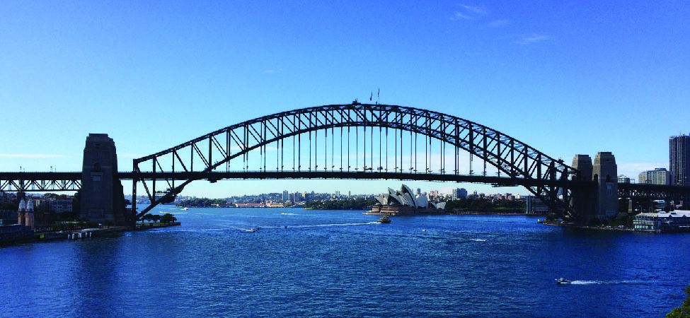 Ljósmynd af Sydney Harbour-brúnni í Sydney í Ástralíu.