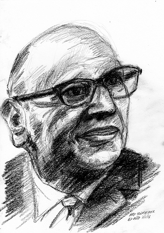 Teikning af höfði og andliti Max Horkheimer.