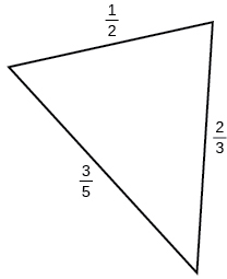 Þríhyrningur með hliðarnar 1/2, 2/3 og 3/5. Hornin eru óþekkt.