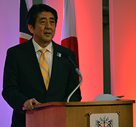 Ljósmynd af Shinzo Abe, fyrrverandi forsætisráðherra Japans.