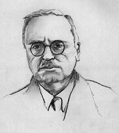 Teikning sýnir Alfred Adler.